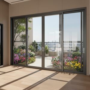 Portes coulissantes en aluminium à rupture <span class=keywords><strong>de</strong></span> pont thermique pour balcon extérieur, grandes baies vitrées à 4 rails, résistantes aux intempéries et aux chocs, conformes aux normes NFRC. - Product Image 5