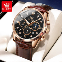 Montre-bracelet pour homme OLEVS 2888, faible MOQ, logo personnalisé OEM, bracelet en cuir véritable, montre sport numérique, montres à quartz pour homme
