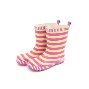 Waterproof Natural Rubber Boots for Children Kids Rain Wellies with Printing