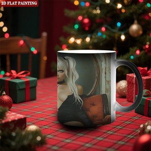 Frosted Black 11oz <b>Ceramic</b> <b>Mug</b> Heat Color Changing Cup 2D Flat Painting Design - Product Image 2