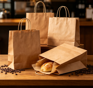 Bolsas de Papel Kraft Ecológicas al por Mayor, Bolsas de Embalaje Reciclables para Llevar, para Cafeterías, Tiendas de Leche y Té, Panaderías, Tiendas de Regalos - Product Image 2