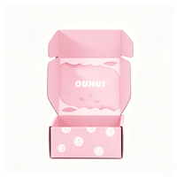 Boîte d'expédition en carton ondulé rose avec impression Smiley, entièrement imprimée à l'intérieur et à l'extérieur, personnalisable avec logo, pour emballage cadeau de bijoux et colliers féminins