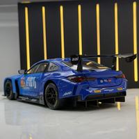 Voitures miniatures en métal 1:24 BMW M4 GT3 avec son et lumière, véhicule jouet à rétrofriction, modèle de décoration