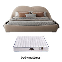 Lit double de style crème minimaliste pour chambre à coucher, lit pour enfants, mobilier de chambre nordique minimaliste
