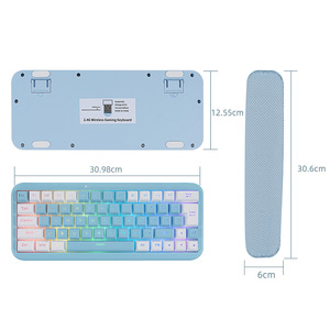 Clavier de jeu sans fil compact 63 touches avec rétroéclairage RVB arc-en-ciel, touches PBT, étanche, USB-C, pour Windows et iOS - Product Image 2