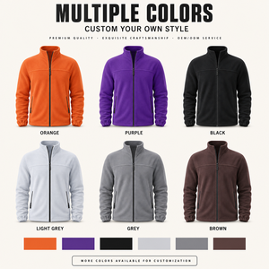 Veste polaire personnalisée pour homme, col montant, fermeture éclair intégrale, coupe-vent, chaude, en chenille brossée, confortable, pour l'extérieur, hiver, style <span class=keywords><strong>d</strong></span>écontracté, effet agneau - Product Image 3