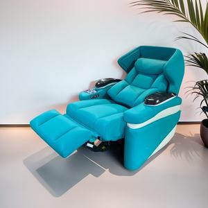 โซฟาหนังแท้ดีไซน์หรูหรา สีน้ำเงิน ปรับเอนด้วยระบบไฟฟ้า เหมาะสำหรับบ้านพักตากอากาศขนาดใหญ่ ฟังก์ชั่นครบครัน ใช้ดูหนังได้ - Product Image 3