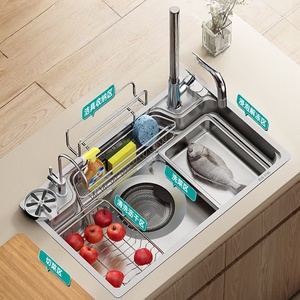 Kitchen single-slot large sink stainless steel sink <b>table</b> Japanese-style large single-slot vegetable basin - Product Image 3