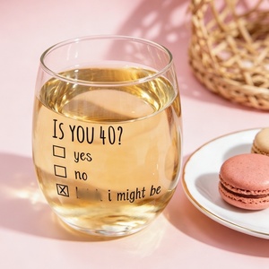 Verre à vin sans pied amusant de 440 ml, imprimé sur mesure, cadeau d'<span class=keywords><strong>anniversaire</strong></span> 40e, 50e, 60e, tasse à boire originale personnalisée pour hommes et femmes - Product Image 1