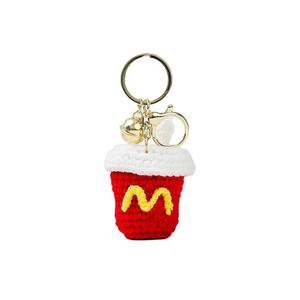 Porte-clés lumineux créatif en peluche Frites Françaises, Petit pendentif Hamburger au crochet, Cadeau de dessin animé pour couple - Product Image 4