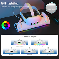 Station de charge rapide pour contrôleurs de jeu Meta Quest 3 Station compacte avec indicateurs lumineux RVB Stockage sécurisé Accessoire de jeu