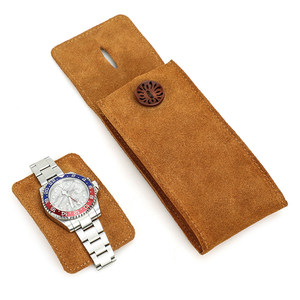 Étui de montre rétro fait main en cuir de vachette pleine fleur, pochette souple en nubuck pour organiser une montre, sac de voyage portable pour une seule montre ou bijoux - Product Image 5