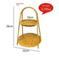 Panier de rangement multi-niveaux en rotin PP tressé, fait main, écologique, pour cuisine, plateau à fruits et snacks, idéal pour cérémonie du thé et bonbons