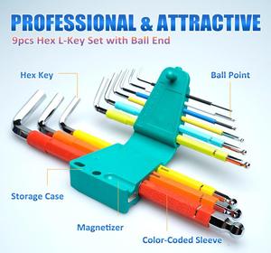 PRO'SKIT HW-230BL 9PCS Color Code Extra Long Arm Ball Point Hex <strong>Key</strong> <strong>Set</strong> for Machine/ Removal of Nuts by Electrical Technicians - Product Image 2