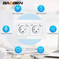 Interrupteur mural et prise en verre standard israélien BAOBEN avec double ports USB + TYPE-C