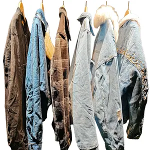 Wholesale custom second hand adult heavy jean jacket winter used clothes bale clothes