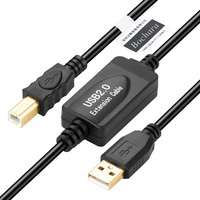 Câble d'imprimante USB 2.0 plaqué or Bochara, Type A mâle vers Type B, avec puce IC intégrée, double blindage (feuille métallique + tressé), 10m 20m 30m