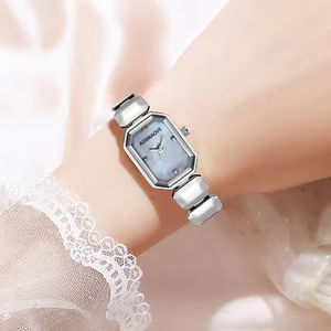 Montre à quartz rectangulaire en nacre pour femme Montre de mode à bracelet en acier inoxydable étanche haut de gamme - Product Image 2