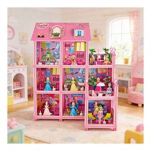 Casa de Muñecas Tipo Mansión Grande con Piscina, Tobogán, Ascensor, Balcón, Muebles, Juguete de Cuentos, Regalo para Niños y Familia - Product Image 1