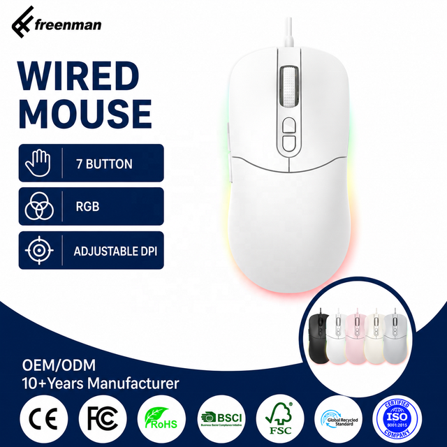 Custom Logo 7D Wired USB Optical Mouse 3 Adjustable DPI for Laptop Desktop Computer Wired Silent  Optical Office Mouse