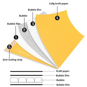Enveloppe à bulles en papier kraft jaune pour le commerce électronique transfrontalier, autocollante, épaisse, imperméable, biodégradable, recyclable - Product Image 3
