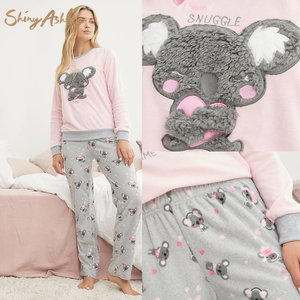 2023 nuevo estilo moda mujer ropa de casa térmica suave señora Lounge Wear <span class=keywords><strong>Polar</strong></span> mujeres Pijamas 2 uds conjunto - Product Image 6
