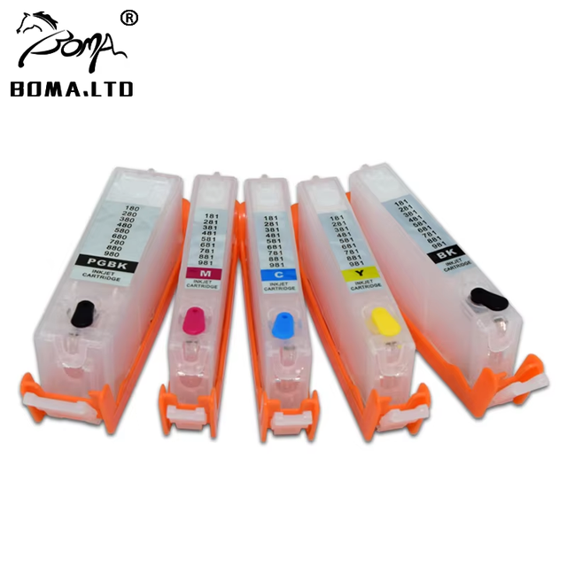 Europe PGI-580 581 5Colors Refillable Ink Cartridge With Chip for Canon TS705 TR7550 TR8550 TS6150 TS8150 TS9150 9155 Printer