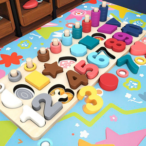 Thiết Kế Mới 3 Trong 1 Trẻ Em Kỹ Thuật <span class=keywords><strong>S</strong></span>ố Học Tập Bằng Gỗ Hình Dạng Sorter Đồ Chơi Bằng Gỗ Đồ Chơi Câu Đố Bằng Gỗ Khối Thiết Lập - Product Image 4