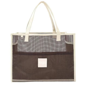 Vente en gros de maille personnalisée Sac à main de rangement pour cosmétiques à bandoulière pour femmes Sac de course Sac fourre-tout de plage de voyage pour les activités de plein air - Product Image 1