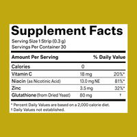 Bandes buccales liposomales de glutathion, vitamine C et zinc pour le soutien antioxydant, immunitaire et cutané