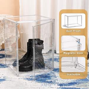 Boîte à chaussures en acrylique en plastique transparent porte magnétique empilable boîte en plastique pliable de chaussures de baskets de haute qualité - Product Image 3