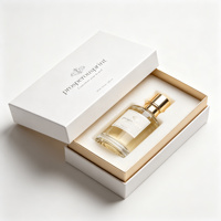 Boîte de parfum personnalisée avec design gratuit, fermeture magnétique, rigide, blanche mate, avec insert en feuille d'argent pour 30 ml, 50 ml, 100 ml