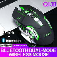 T-WOLF Q13B Mouse Nirkabel Mode Ganda 2.4G+BT Dua Metode Koneksi Lampu Latar Berwarna DPI Dapat Disesuaikan Baterai Isi Ulang Untuk PC
