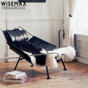 WISEMAX家具北欧简约手工编织麻绳休闲椅现代客厅阳台懒人休闲椅卧室 - Product Image 3