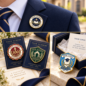 Custom School 100th Anniversary Hard Enamel Lapel <b>Pins</b> Gold Plated Academic Centenary Badges OEM ODM - Product Image 3