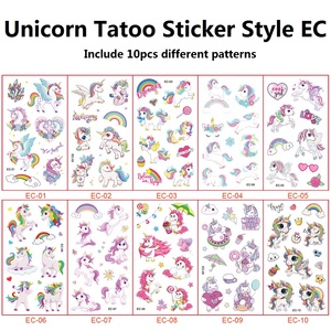 10 pz/set del tatuaggio del bambino della principessa dell'unicorno dei bambini della ragazza temporanea del tatuaggio della ragazza del braccio mani del corpo Waterdichte Tatouages Pour Enfants - Product Image 6