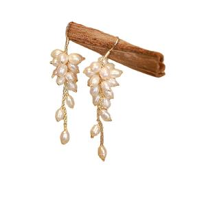 Popüler yüksek kalite özel altın kaplama barok uzun beyaz inci damla Dangle küpe kadınlar için - Product Image 6