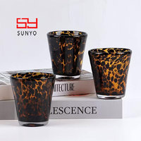 Vasos Retro SUNYO con Diseño de Concha de Tortuga, Juego de Regalo Único para Amantes del Té, Vaso para Whisky con Diseño Color Ámbar Sólido