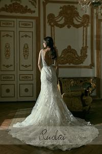 Abiti <span class=keywords><strong>da</strong></span> sposa lunghi a <span class=keywords><strong>sirena</strong></span> con scollo a V in cristallo PWD-H1145 Ruolai - Product Image 2