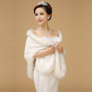 Châle mariée robe de mariée épaissie chaude cape demoiselle d'honneur blanc châle robe de mariée châle accessoires - Product Image 6