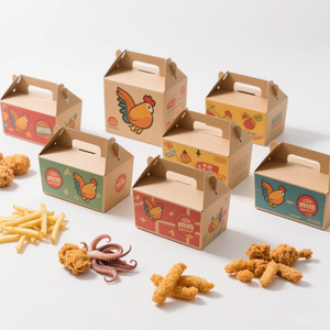 Lật gấp gà rán hộp giấy ăn trưa salad container ăn sáng bao bì hộp thực phẩm Takeaway Kraft hộp giấy - Product Image 4