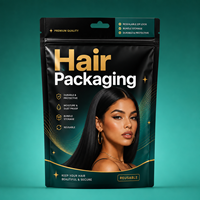 Sachets d'emballage à fermeture éclair trois côtés avec logo personnalisé, imprimés numériquement, thermoscellables, sachets plats, pochettes verticales, sacs pour perruques