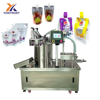 Machine de remplissage de liquides à haute vitesse à double tête pour boissons chaudes, jus, détergent, machine d'emballage de sachets doypack