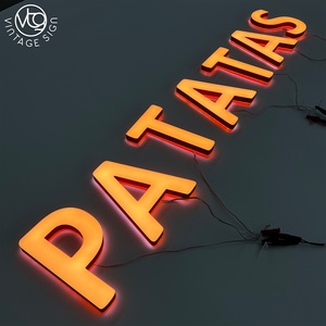 Insegna a <span class=keywords><strong>LED</strong></span> 3D personalizzata arancione bifacciale IP65 impermeabile per lettere scatolate da interno/esterno per aziende di insegne luminose - Product Image 1