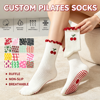 Chaussettes de yoga pour femmes à volants, antidérapantes, pour la danse, le ballet, le Pilates, avec logo de marque de luxe, personnalisables