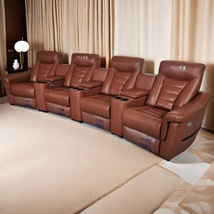 Chaise inclinable électrique en cuir au design moderne Canapé sectionnel électrique de 4 places pour salle à manger et salon de théâtre - Product Image 5