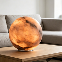 Lampe de table sphérique en albâtre naturel avec base en aluminium, lumière d'ambiance LED chaude pour chambre, bureau, salon
