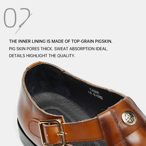 Oxfords de Hombre Estilo Británico con Hebilla Calada Personalizada OEM, de Piel de Vacuno, Tejidos Romanos de Verano, con Punta Puntiaguda, Casuales, Modernos, Cómodos y Transpirables - Product Image 3
