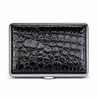 Étui à cigarettes métallique en cuir PU ultra-léger 20 cigarettes 112mm 6 styles 63g Portable avec bouton-poussoir Logo personnalisé OEM RTS Anti-humidité