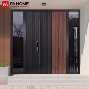 Pinai ประตูทางเข้าด้านความปลอดภัยสำหรับที่พักอาศัยที่ทันสมัยประตูห<span class=keywords><strong>น</strong></span>้าอะลูมิเนียมภาย<span class=keywords><strong>น</strong></span>อกอาคาร - Product Image 1
